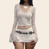 V-Neck Fairy Grunge Lace Sheer Top