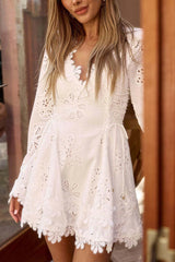 Lace Trim V Neck Bodycon Lace Dress
