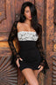 Lace Insert Strapless Long Sleeve Slim Short Lace Dress