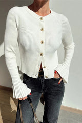 Single Breasted Ribbed Knit Cardigan