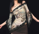 Vintage Asymmetrical Bow Sheer Top