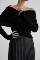 Off Shoulder Ribbed Sweater