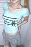 Buckle Detail Off Shoulder Fitted T-Shirt