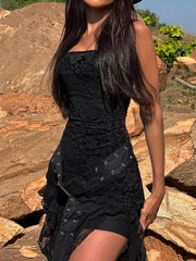 Academia Lace Spaghetti Strap Midi Dress