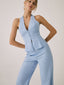 Cotton & Linen Vest Modern With Straight Leg Pants Set LightBlue / XS Pant Sets