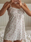 Tie Strap Frill Trim Floral Mini Dress White / S Mini Dresses