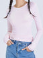 Casual Long Sleeve Spring Fall Solid Color Slim Fit Female Streetwear T-shirts