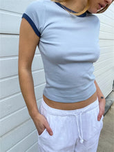 Color Patchwork Summer Streetwear Oneck Basic T-shirts