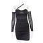 Black Mesh Long Sleeve Mini Dresses