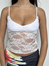 Women Summer Fashion Sleeveless Deep V Neck Lace Floral Mini Vest Party Club See Through 2024 Crop Top