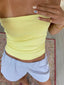 Cropped Tube Strapless Off Shoulder Backless Short Summer Party Club Striped/Solid Mini 2024 New Crop Top