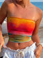Y2K Bustiers Corsets Sleeveless Tube Tie Dyeing Print Strapless Off Shoulder Vest Streetwear Crop Top