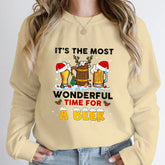 Wonderful Time Beer Autumn Winter Casual Hoodless Pullover Christmas Hoodie Khaki / S Hoodies-L