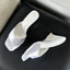 Summer Silk Wedges High Open Toe Women Slippers Mule Beach Slides Shoes Low Heel Pumps