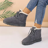 Thermal Lace Up Plush Lined Winter Warm Outdoor Short Snow Boot