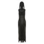 Elegant Gothic Slash Neck Long Sleeve Off Shoulder Summer French Chic Split Slim Stretch Ruffles Dress