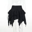 Irregular Solid Color Drawstring Tie-Up Ruched Ruffles Mini Skirt