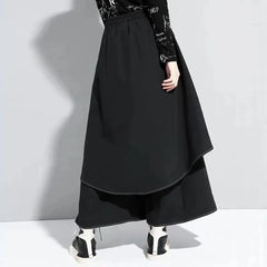 Gothic Y2K Double Layer Casual Culottes Streetwear Samurai Pants