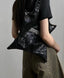 Grunge Black Gothic Dark PU Leather Large Capacity Vintage Rivet Messenger Bag