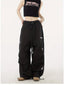 Gothic Hippie Black Cargo Parachute Y2k Cyber Punk Oversize Jogging Pant