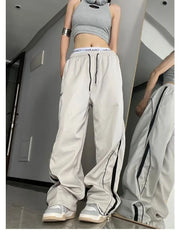 Hippie Gorpcore Gray Baggy Striped Jogging Sweatpant Black Pant