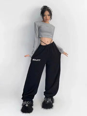 Hippie Gray Jogging Y2K Harajuku Streetwear Oversize Sports Pants