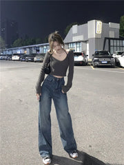 Baggy Women Y2K Streetwear Oversize Distressed Wide Leg Denim Pant