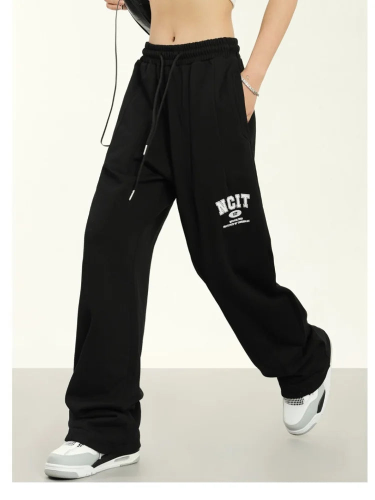 Vintage Hippie Letter Track Korean Style Jogging Sweatpants Wide Leg Pant