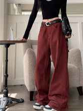Red Oversize Denim Acubi Fashion High Waist Pant