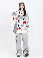 Star Jogging Sweatpants Women Harajuku Retro Vintage Patchwork Pant