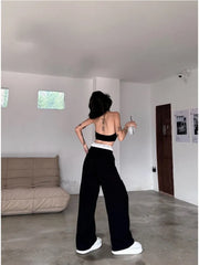 Y2K Vintage Black Cyber Punk Patchwork High Waisted Baggy Cargo Pant