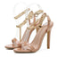 High Quality Pink Patent Leather Summer Open Toe Metal Chain High Heel