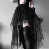 High Waisted Irregular Net Yarn Summer Gothic Casual Clothes Skirt