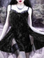 Y2K Gothic Vintage Mesh Velvet Mini Grunge Aesthetic Dark High Waist Slit Partywear Emo Lolita Clubwear Dress