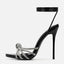 Bold New Arrival Silver Crystal Narrow Band Open Toe High Heel