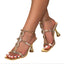 Chain Ankle Strap Gold High Quality Gem Narrow Band Square Toe Wedding Shoe Low Heel Pumps