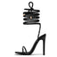 Gold Crystal Ankle Cross Strap Summer Party High Heel
