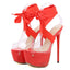Red Thigh High Lace-Up Transparent High Heel Nightclub High Heel