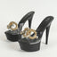 Size 34-43 Pink High Heel Big Metal Chain Transparent High Heel