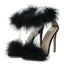 Cozy Summer Faux Fur Ankle Strap Open Toe Feather High Heel