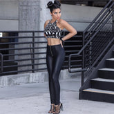 Artificial Leather High Waist Pencil Skinny Elastic Hip Butt Lift Pants