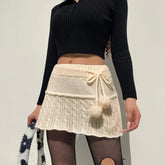DressBetty - Knitted Low Waist Preppy Style Skirt