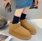 New Winter Women Short Plush Warm Snow Boots Flats Casual Shoes Suede Fur Chelsea Ankle Boots Platform Ladies Shoes Botas Mujer