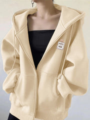 Fleece Lined Zip Printed Baseball Hoodie