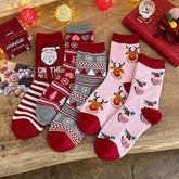 5 Pack Cartoon Wool Warm Mid Calf Cute Christmas Socks