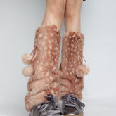 Faux Fur Deer Print Cozy Slouchy Christmas Leg Warmers