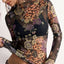 Floral Animal Print Mesh Long Sleeved T-shirts