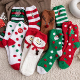 Soft Cotton Coral Fleece Cute Mid Calf Sleep Christmas Socks