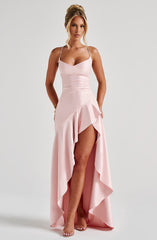 Satin Spaghetti Strap Backless Tie Elegant Sexy Formal Dress