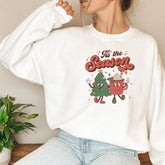 Vintage Retro Tis The Season Santa Cocoa Christmas Hoodie Hoodies-L